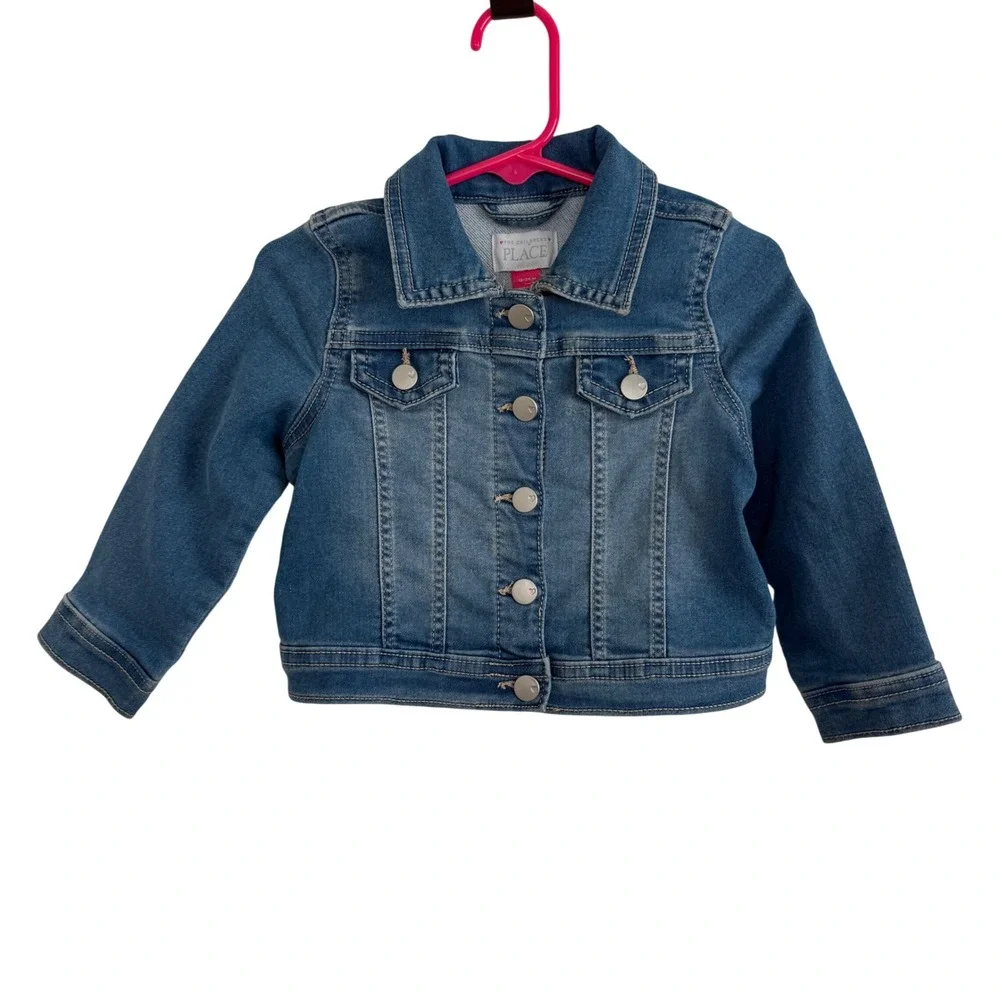 The‎ Childrens Place Denim Jean Jacket 18-24M Toddler Heart Button Blue